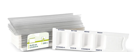 Medikamentendispenser aus Pflanzenfasern 6 x 22 x 1 cm, 4 Felder VE 200