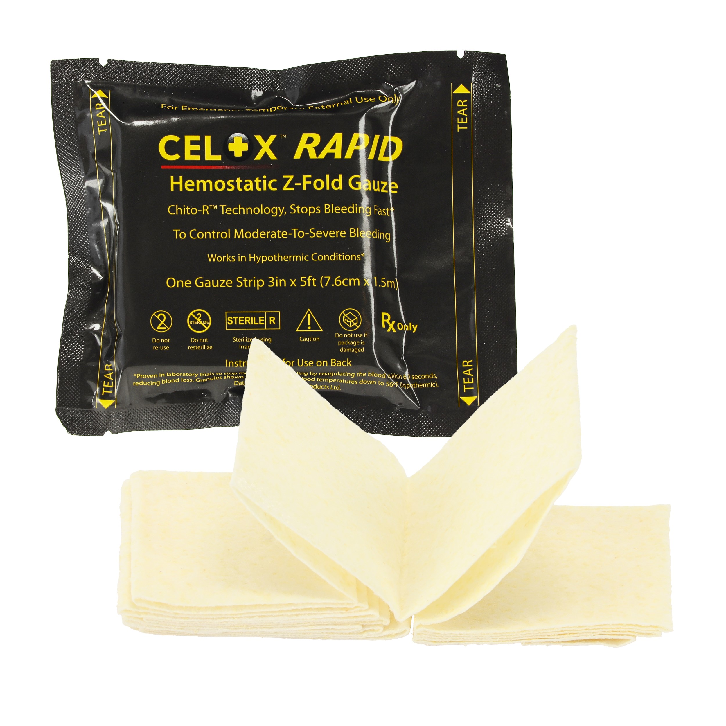 Celox Rapid Gauze Z-Fold 7,6cm x 1,5m VE 1