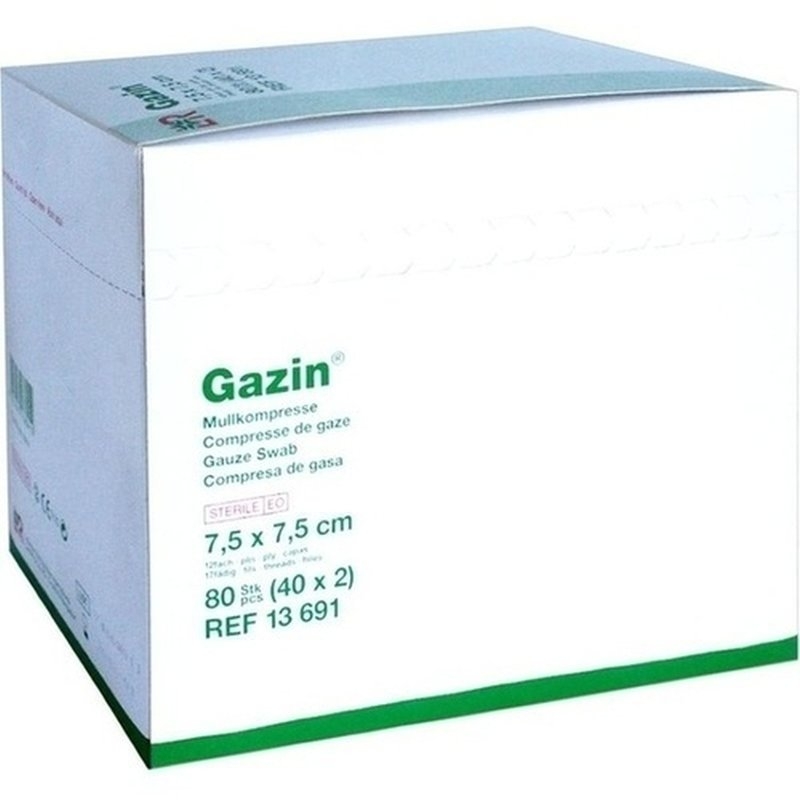Kompressen Gazin, steril 12-f  7,5 x 7,5 cm 40x2 VE 80
