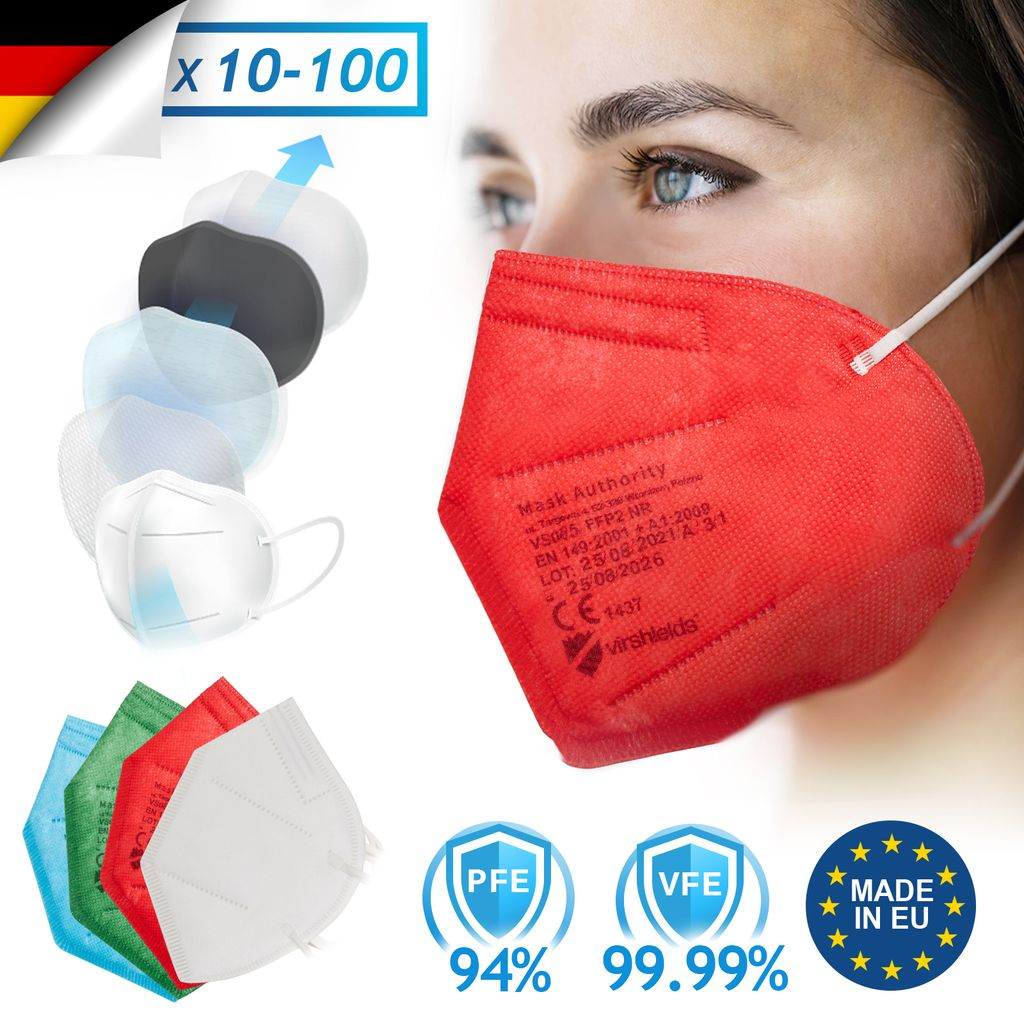 Gesichtsvormaske FFP 2 o. Ventil rot VE 1