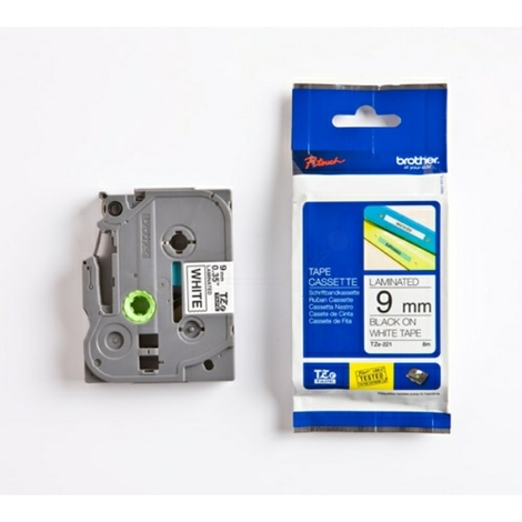 Schriftband Brother schwarz auf weiß 9mm x 8m VE 1